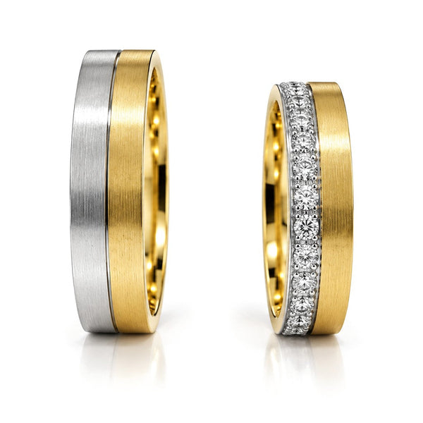 Delicate Two-Tone Diamond Wedding Band Set · Set